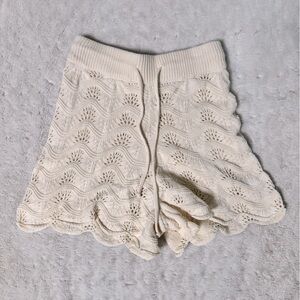 SAINT HELENA High Waisted Pull On Open Knit Crochet Shorts